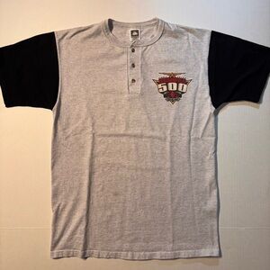 Vtg Indianapolis 500 Racing Racecar Henley 90’s USA Men’s T-shirt Large NASCAR